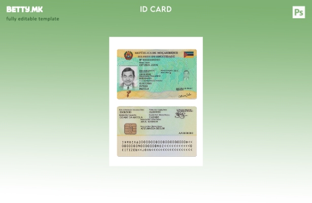 Шаблон за верзија на ID на Мозамбик во модерен стил